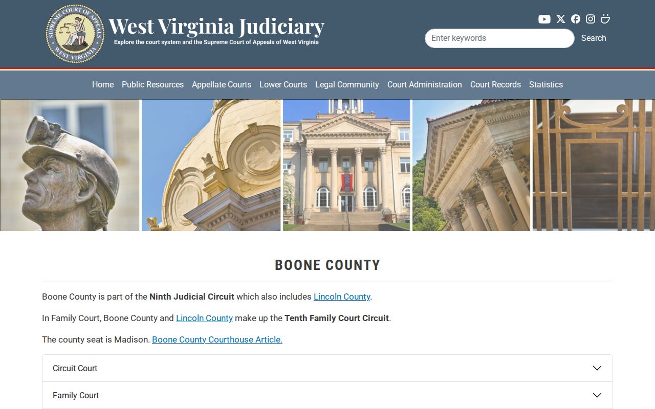 Official Boone County court information and clerk contact page