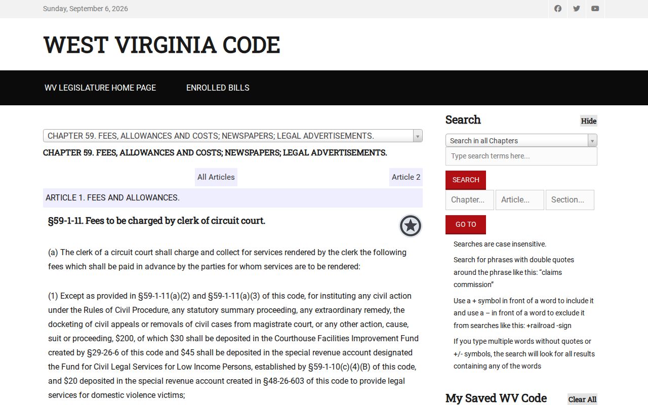 Boone County docket search copy-fee statute