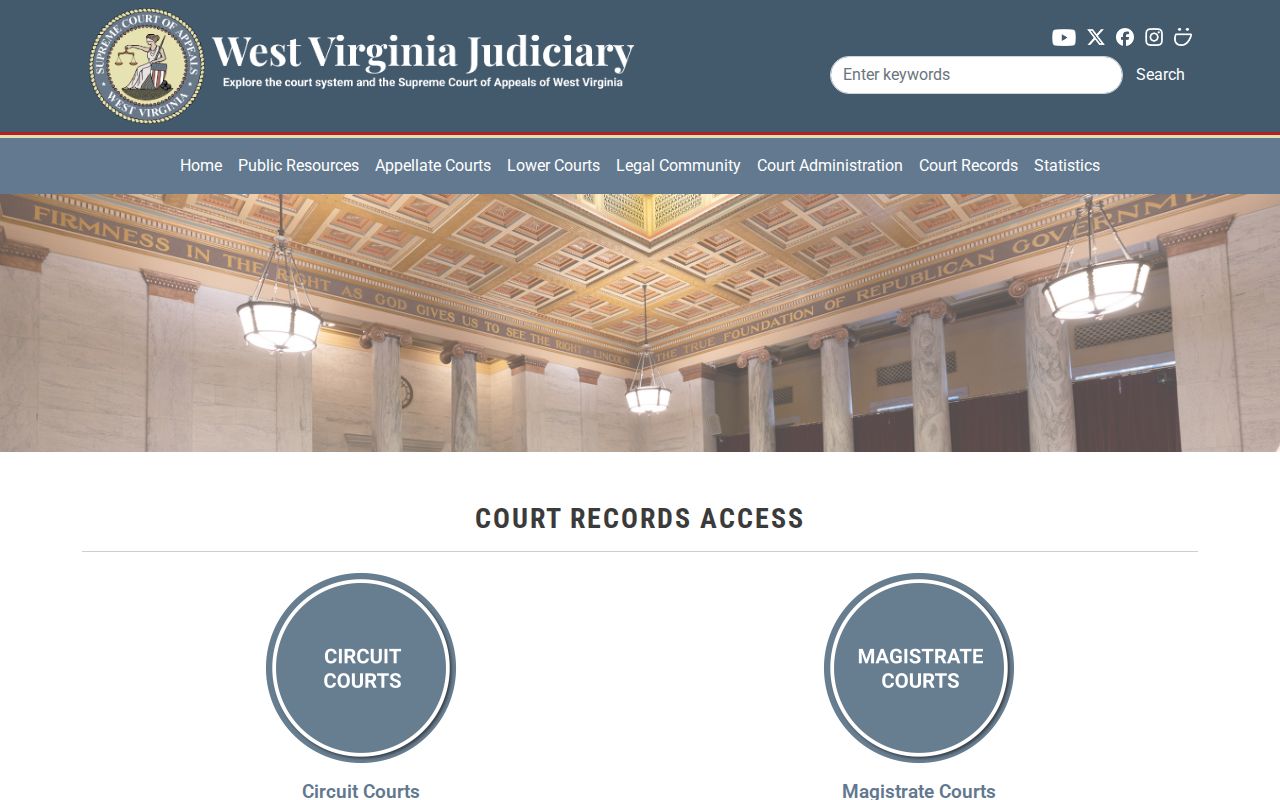 Official court access page linking Boone County users to WVPASS and MCR